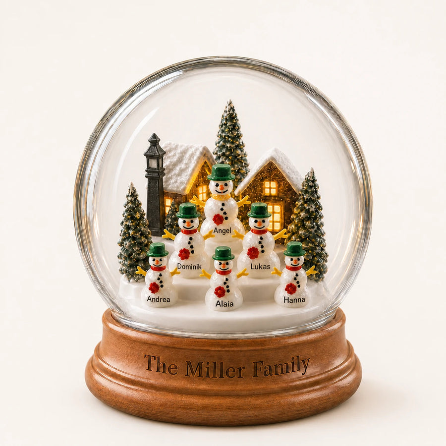 Personalized Family Snowman Globe