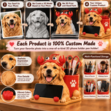 Custom 3D Phone Stand & Pen Holder from Your Photo – Personalized People & Pet Desk Organizer, 3D Keepsake, Unique Gift for Family, Couples & Friends