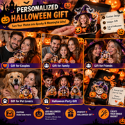 Custom Halloween Photo Fridge Magnet – Personalized Picture Magnet with Pumpkin, Witch, Ghost & Spooky Design, Halloween Keepsake Gift for Family & Friends
