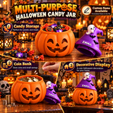 3D Printed Halloween Pumpkin Jar – Personalized Candy Container, Coin Bank & Home Decoration with Custom Name Witch Hat Lid, Perfect Halloween Gift for Kids