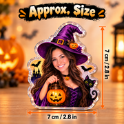 Custom Halloween Photo Fridge Magnet – Personalized Picture Magnet with Pumpkin, Witch, Ghost & Spooky Design, Halloween Keepsake Gift for Family & Friends