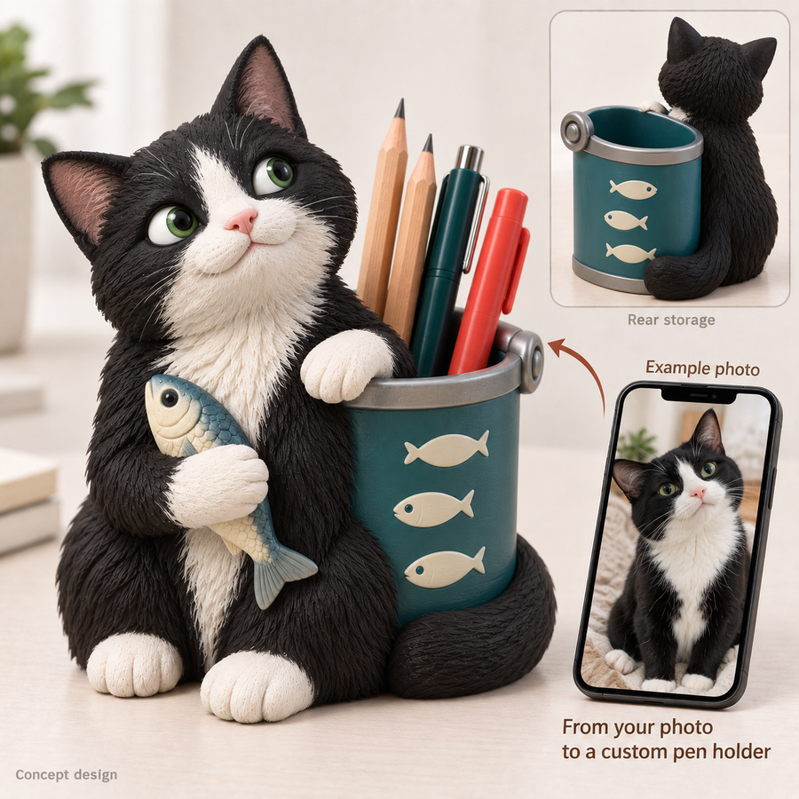 Personalized 3D Cat Pen Holder