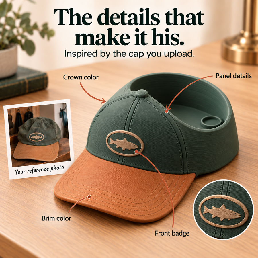 Custom Cap Catchall – Personalized Valet Tray from His Favorite Hat