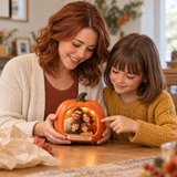 Custom 3D Photo Relief Pumpkin Frame – Personalized Family Portrait Keepsake & Unique Gift