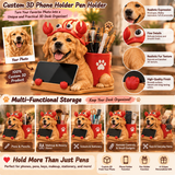 Custom 3D Phone Stand & Pen Holder from Your Photo – Personalized People & Pet Desk Organizer, 3D Keepsake, Unique Gift for Family, Couples & Friends